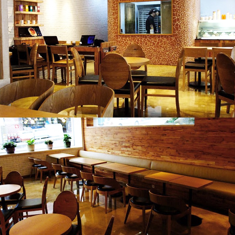 CAFE-003 [여수 로띠번 카페] 맞춤제작 테이블 목재의자 1인 패브릭 소파